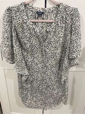 Chaps Black and White Printed Blouse